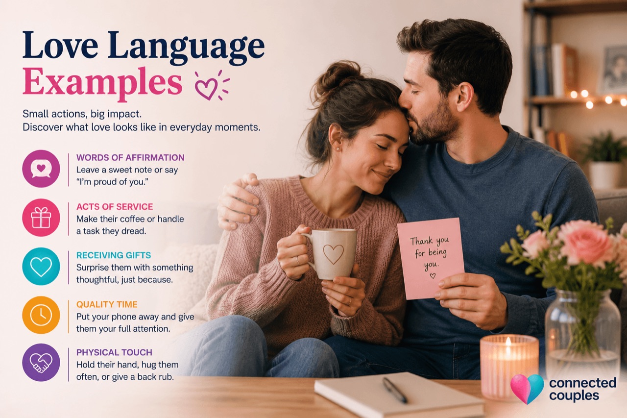 Everyday moments that express each of the five love languages between partners