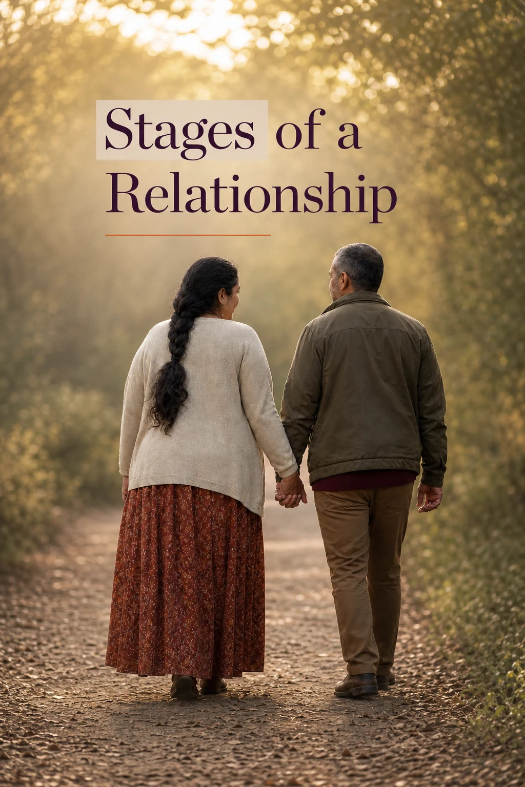 The 5 stages of a relationship: the honeymoon phase, the reality check, the adjustment, the deepening, and co-creation.