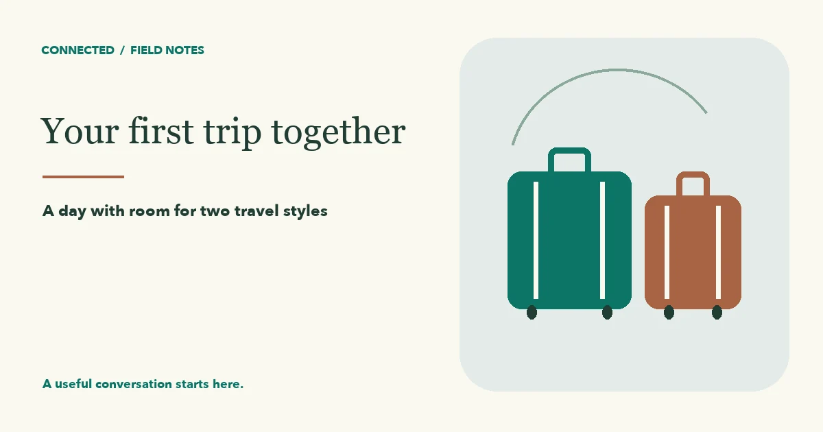 A day with room for two travel styles: Morning, Midday, Afternoon, Evening.