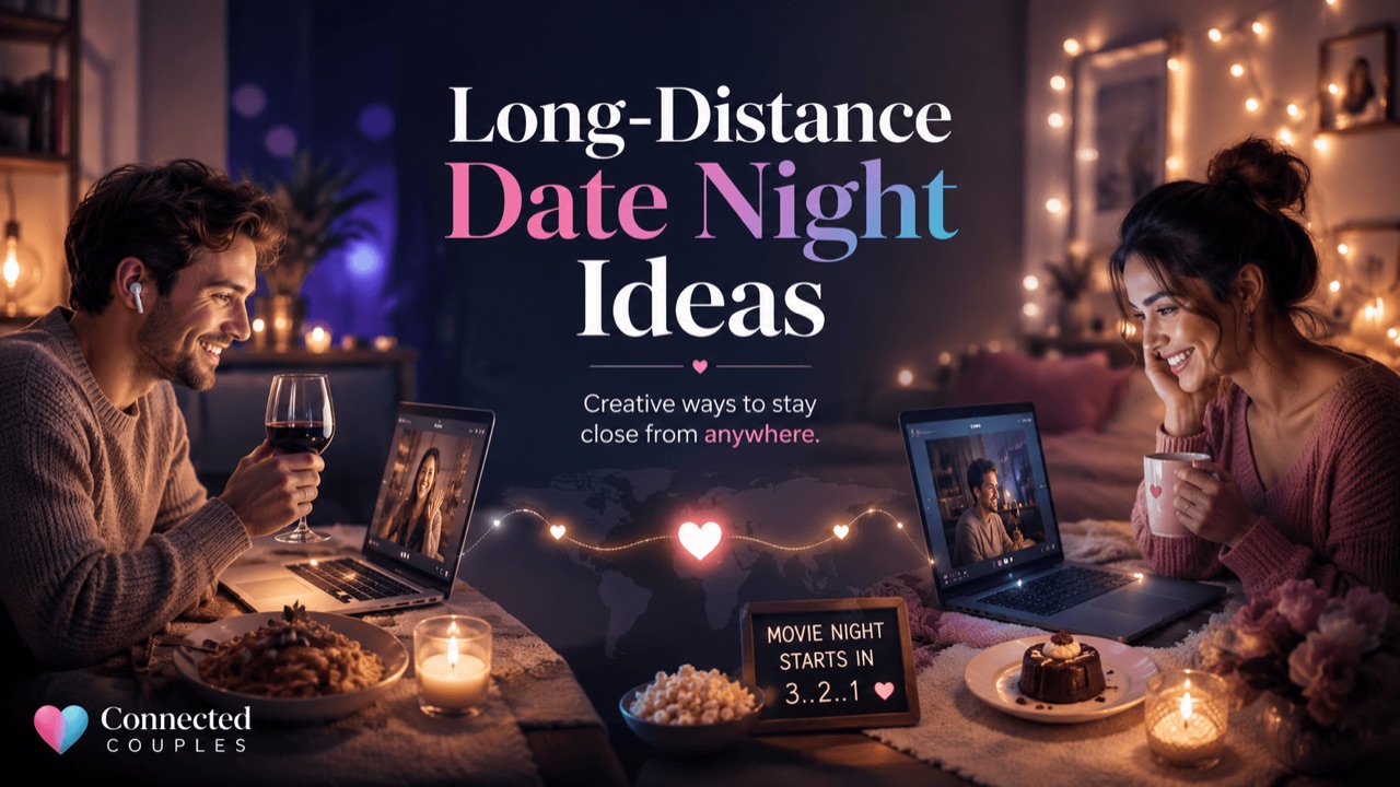 A person on a video call having a cozy at-home date night with their long-distance partner